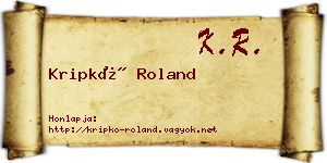 Kripkó Roland névjegykártya